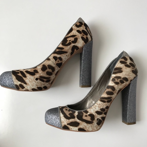 Sam Edelman Animal Print Glitter Heels 6.5 - Picture 4 of 8